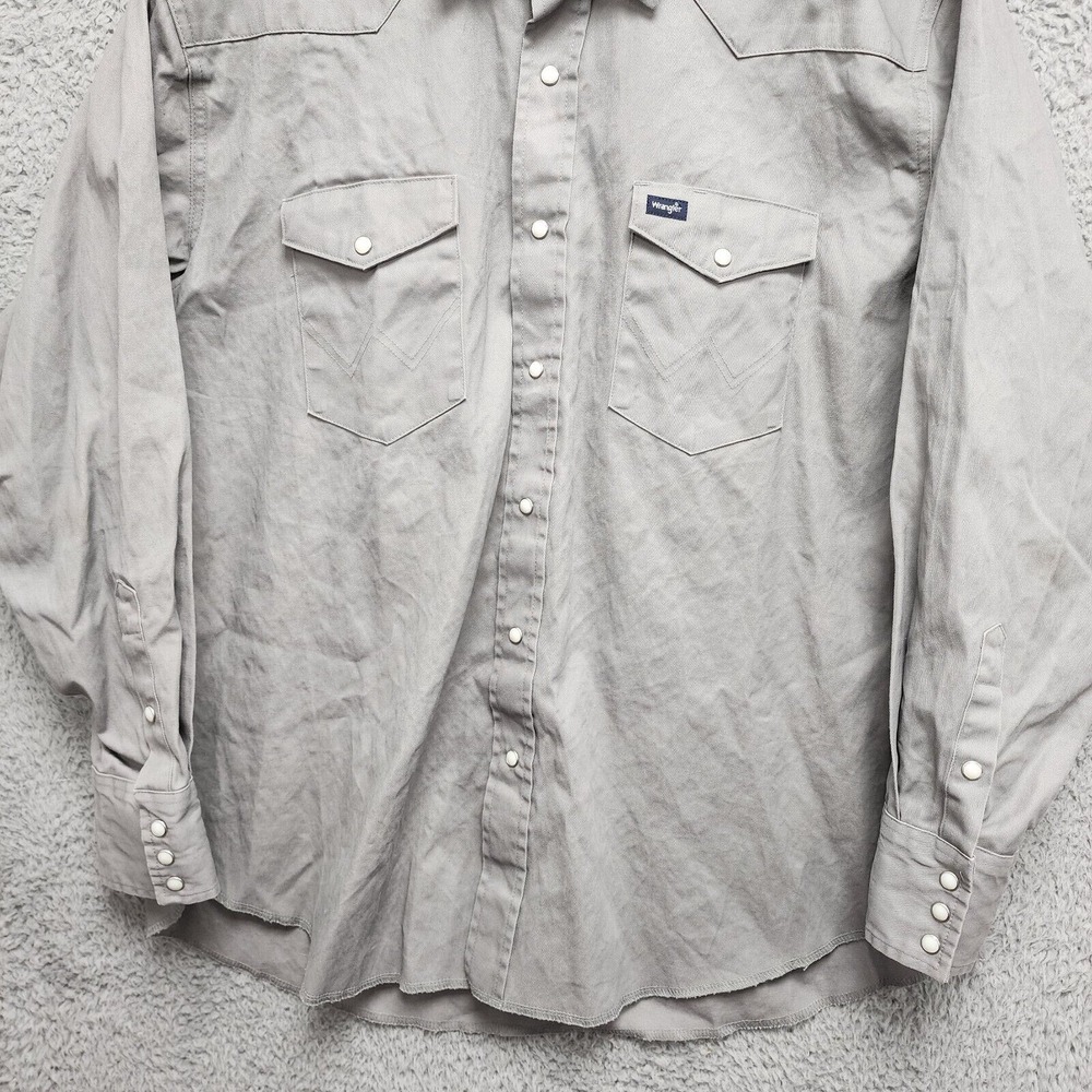 Wrangler Cowboy Cut Western‎ Firm Finish Work Shirt Mens 2X Gray Pearl Snap READ - Picture 7 of 15